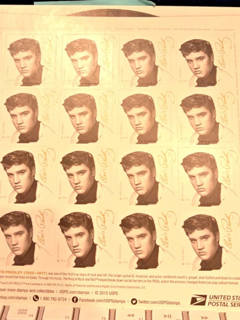 Sheet of 16 Elvis Presley Forever Stamps #206415152364